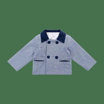 Veste unisex Lou en chevron laine bleu 8