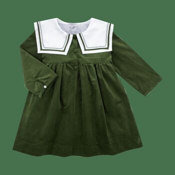 Robe Paola en velours milleraie vert mousse 20