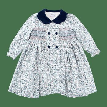 Robe Oriane imprimé petites fleurs bleues 2