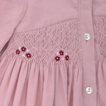 Robe Lola en velours milleraie rose acidulé 3