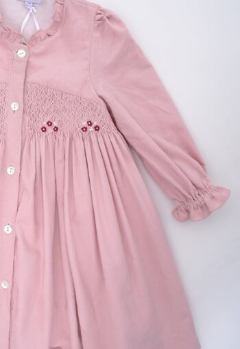 Robe Lola en velours milleraie rose acidulé 8