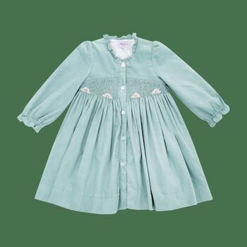 Robe Lola en velours milleraie menthe à l'eau 3