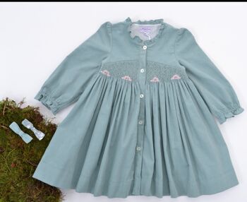 Robe Lola en velours milleraie menthe à l'eau 5