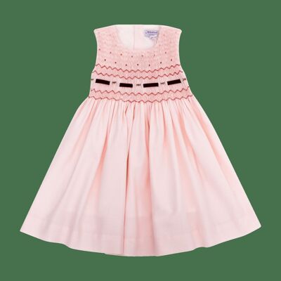 Charlize pinafore dress, embroidered bust with ribbon