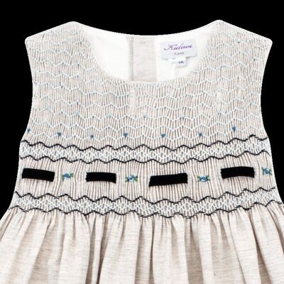Charlize pinafore dress with smocked bust