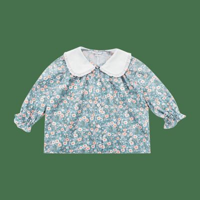 Violaine-Shirt mit aquafarbenem Hintergrunddruck