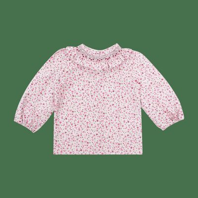 Faye-Bluse mit kleinem rosa Blumendruck