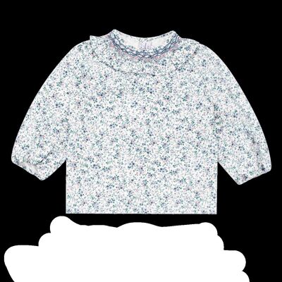 Blouse Faye imprimé petites fleurs bleues