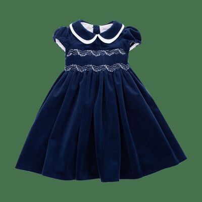 Laura Kleid aus marineblauem glattem Samt