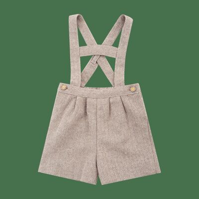 Elias dungarees in chestnut wool herringbone