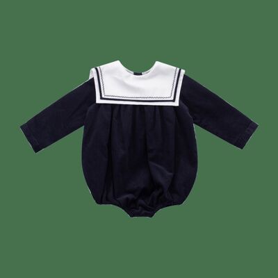 Paolo romper in navy milleraie velvet