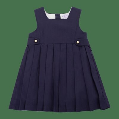 Marineblaues, plissiertes Betty-Kleid