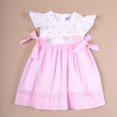 Robe smockée voile rose BIO Création exclusive Kidiwi disponible en 6A