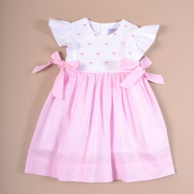 Organic pink voile smocked dress Kidiwi exclusive creation available in 6A