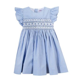 Robe smockée en vichy bleu 12