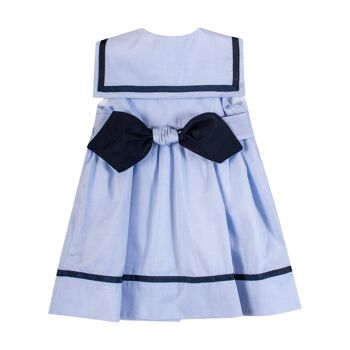 Robe en chambray ciel, ouvert devant, col marin 3