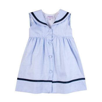 Robe en chambray ciel, ouvert devant, col marin 11