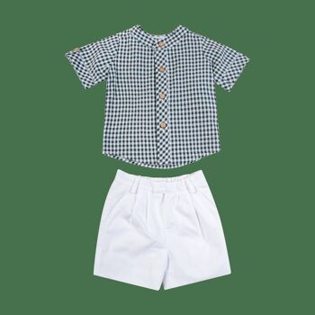 Short garçon piqué blanc optique 5