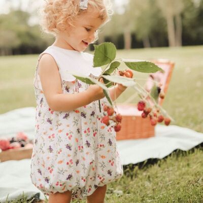 Romper with scalloped berry print