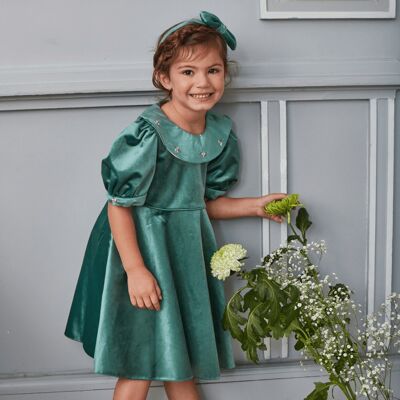 Velvet dress with embroidery AVAILABLE 7Y