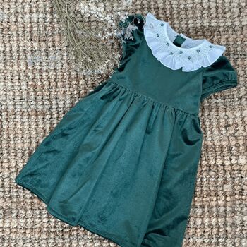 Robe en velours vert pin 9