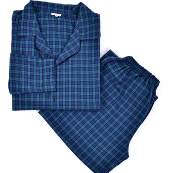 Pyjama mixte en tartan vert avec col à revers 4