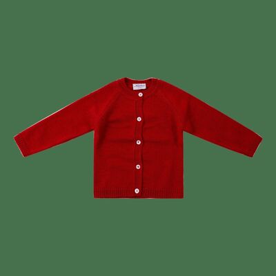 Red cardigan 100% merino wool