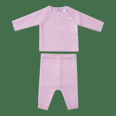 Conjunto bebé rosa 100% lana merino