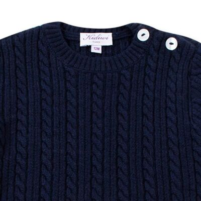 100% wool navy cable knit sweater