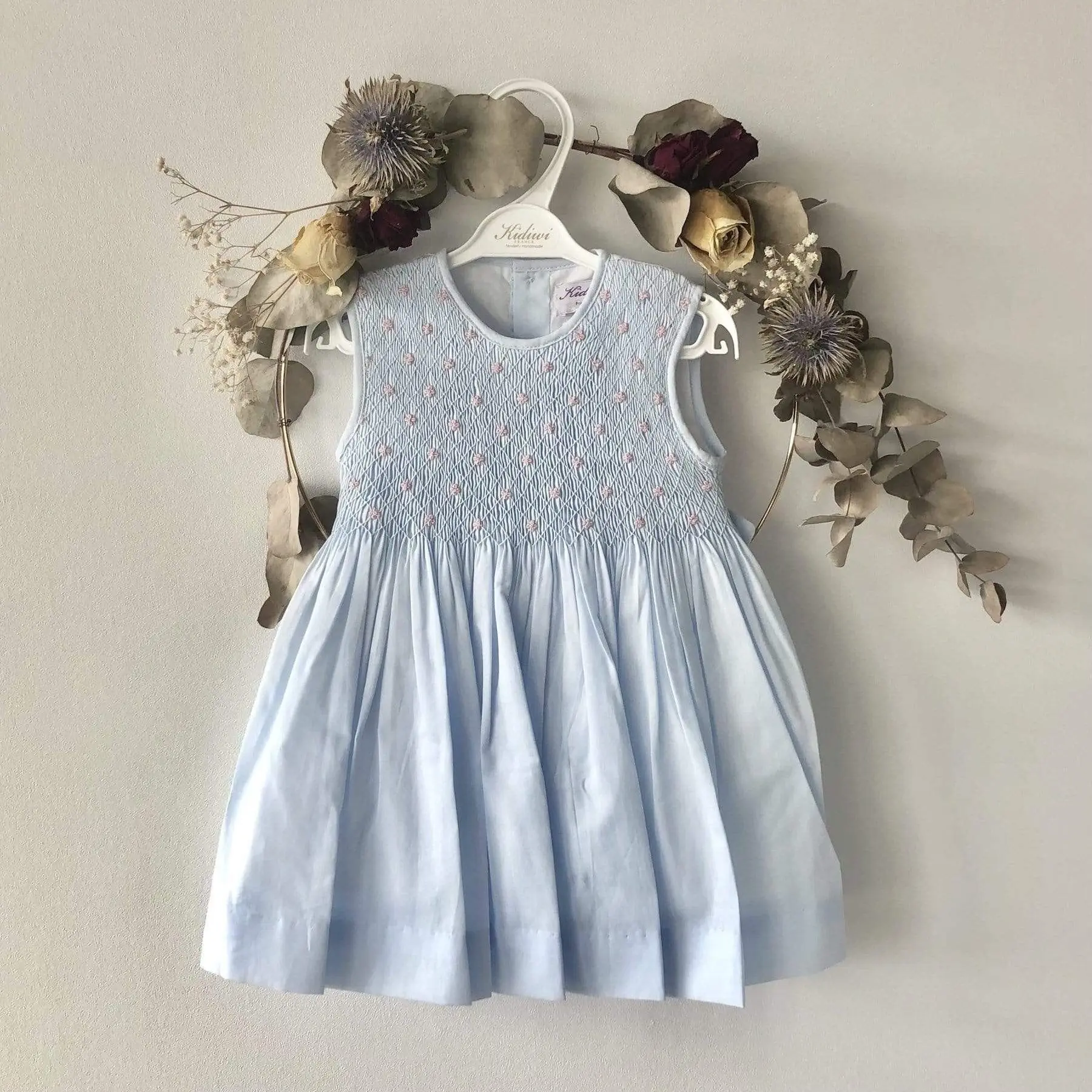 Robe D'Été Smockée Sans Manches Pour Fille Avec Poches - Tissu Polyester, Style Patinage Artistique, Printemps/Été