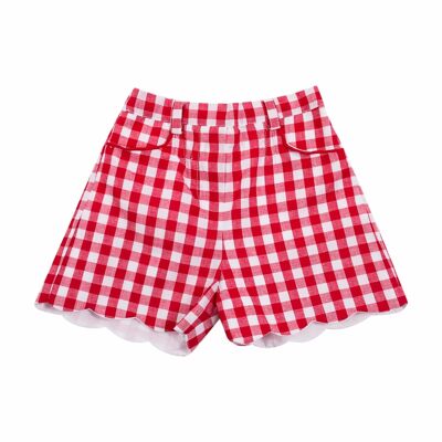 Red gingham scalloped shorts