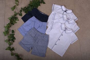 Ensemble garçon short marine et chemise blanche 15