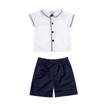 Ensemble garçon short marine et chemise blanche 22