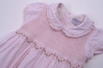 Robe smockée en plumetis rose pâle BIO 9