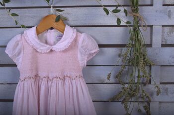 Robe smockée en plumetis rose pâle BIO 10