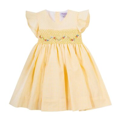Smocked dress in yellow gingham