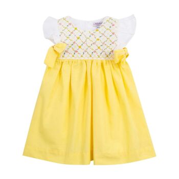 Robe smockée jaune bicolore 2