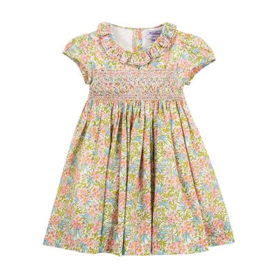 Robe smockée à imprimé pétales de fleurs Liberty