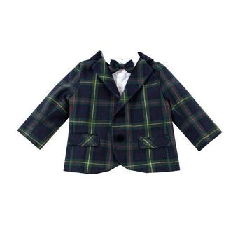 Ensemble chemise et veste de costume en tartan marine et vert 2