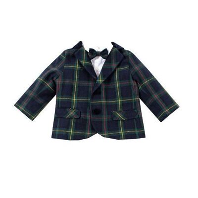 Completo camicia e giacca in tartan blu navy e verde