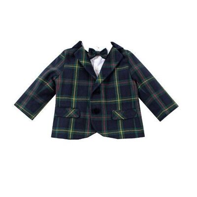 Shirt and suit jacket set in navy and green tartan