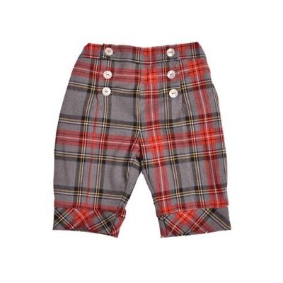 Bermuda shorts in red and gray tartan