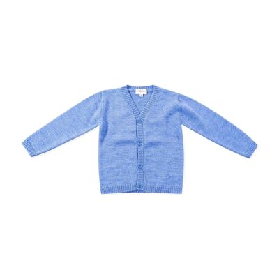 Cardigan indigo col V 100% laine