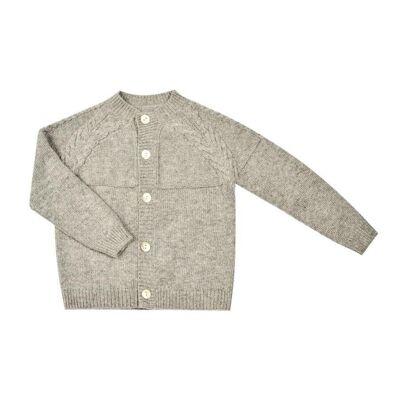 Light gray cardigan with pearly buttons