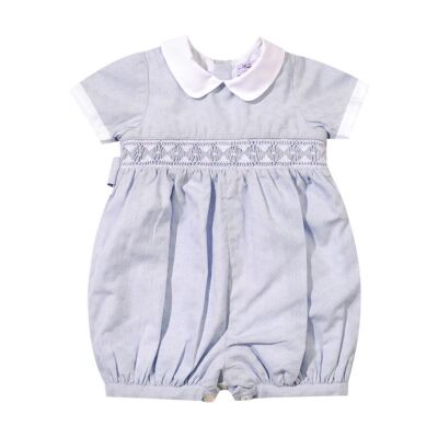 Sky blue romper with short sleeves and mac milan collar