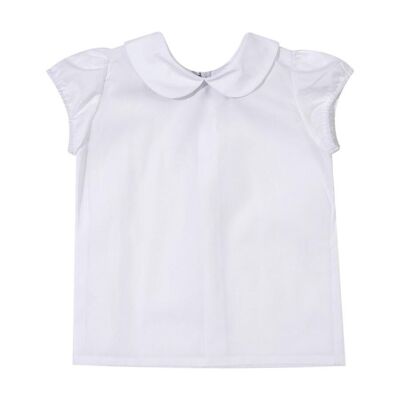 White short-sleeved shirt with peter pan collar