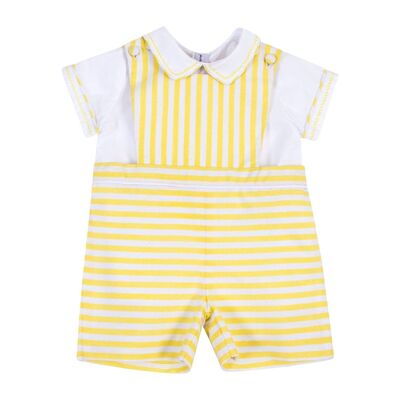 Yellow striped dungarees & shirt set