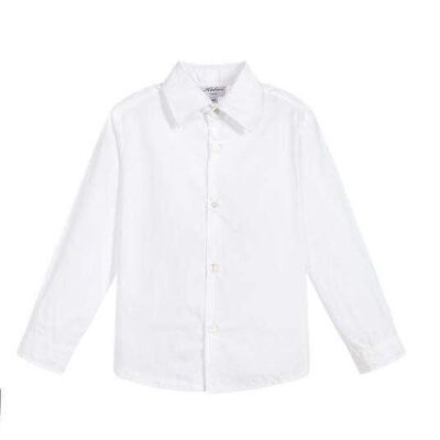 White poplin shirt with conventional collar