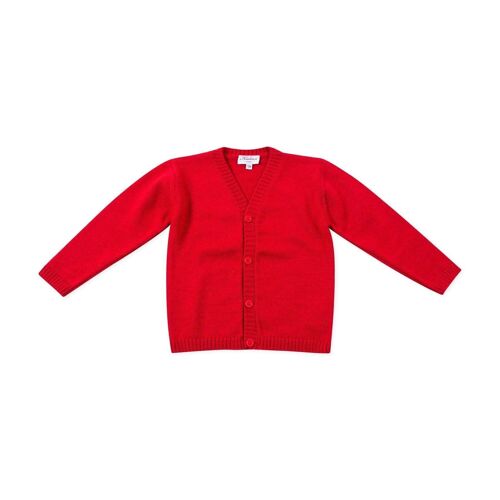 Cardigan rouge col V 100% laine