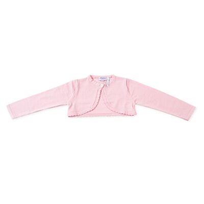 One-button pink bolero, 100% Wool